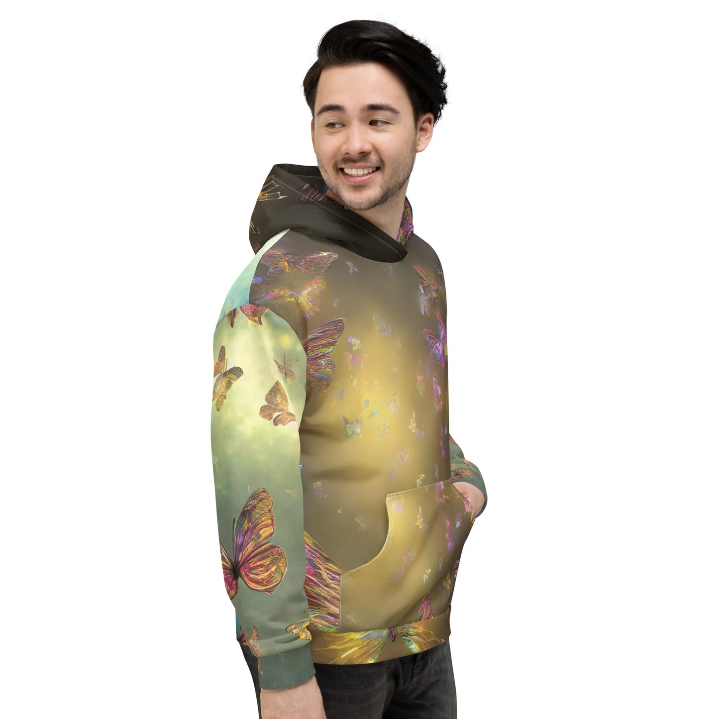 Holographic Butterflies Print Patterns Collection Unisex Hoodie